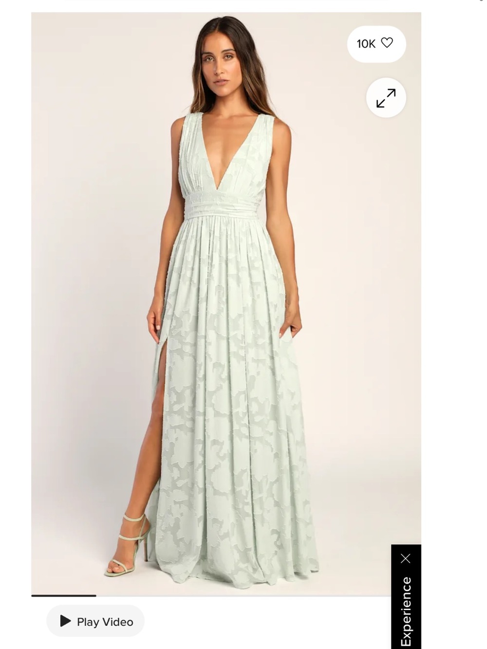 Lulu's Pale Mint Plunging V-Neck Maxi Dress with Side Slit
